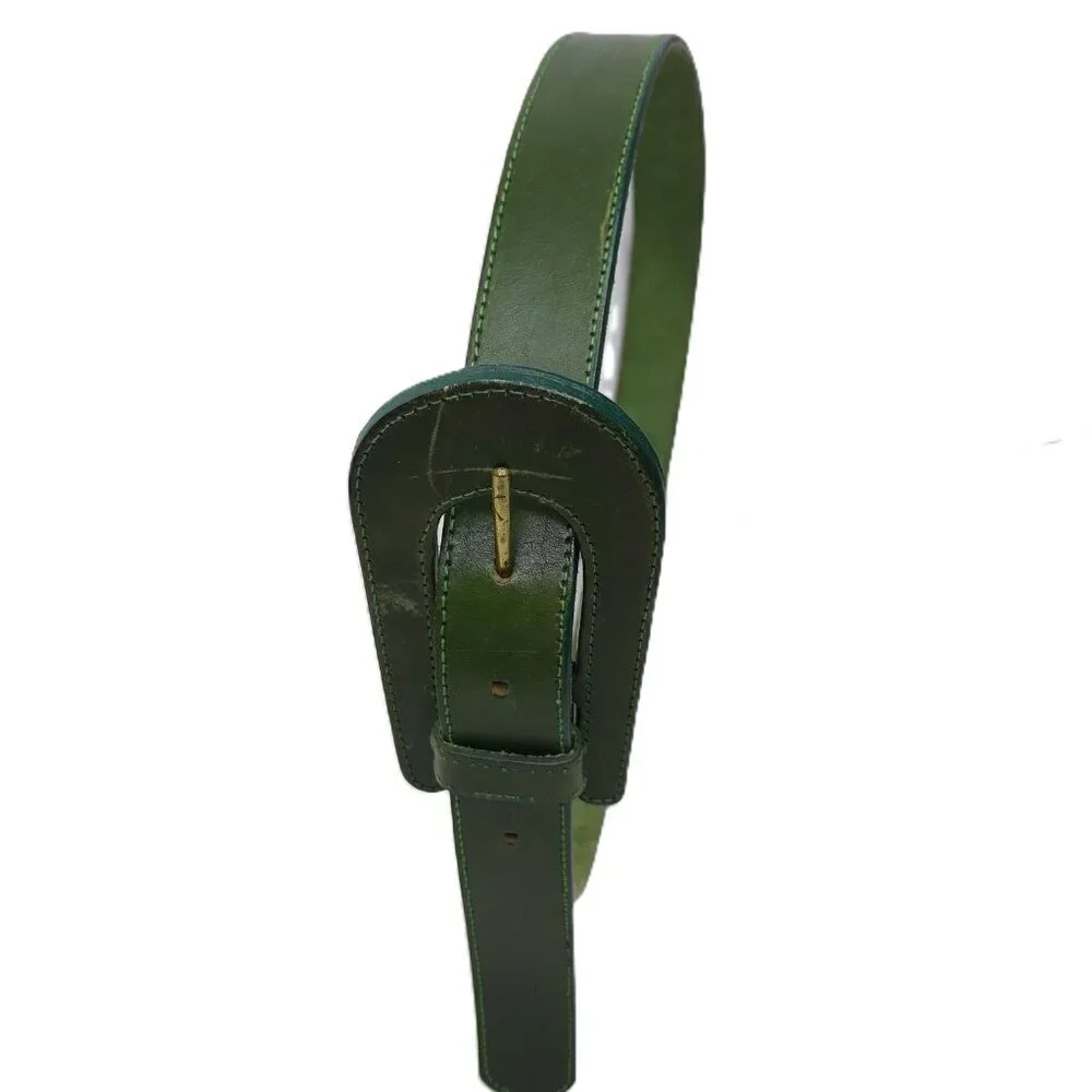 Echo Made in USA Green Leather Belt M/L Classic Minimalist Office